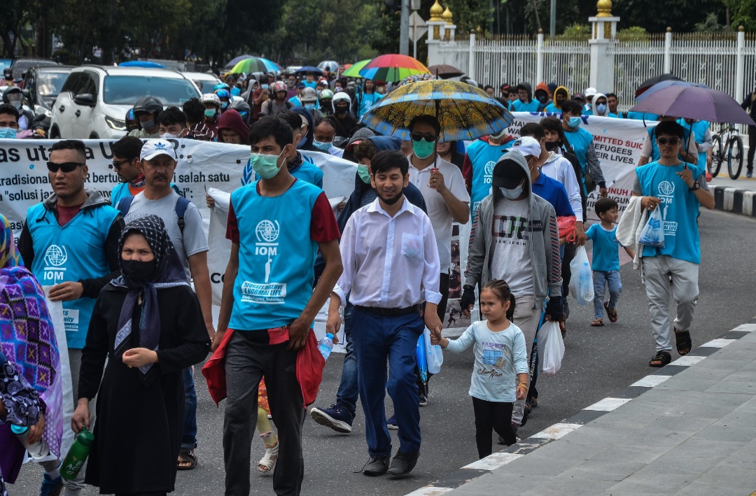 Tuntut Nasib, Ratusan Imigran Datangi Kanwil Kemenkum Ham Riau