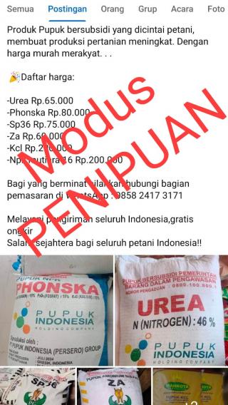 Waspada Penipuan dengan Modus Pupuk Murah