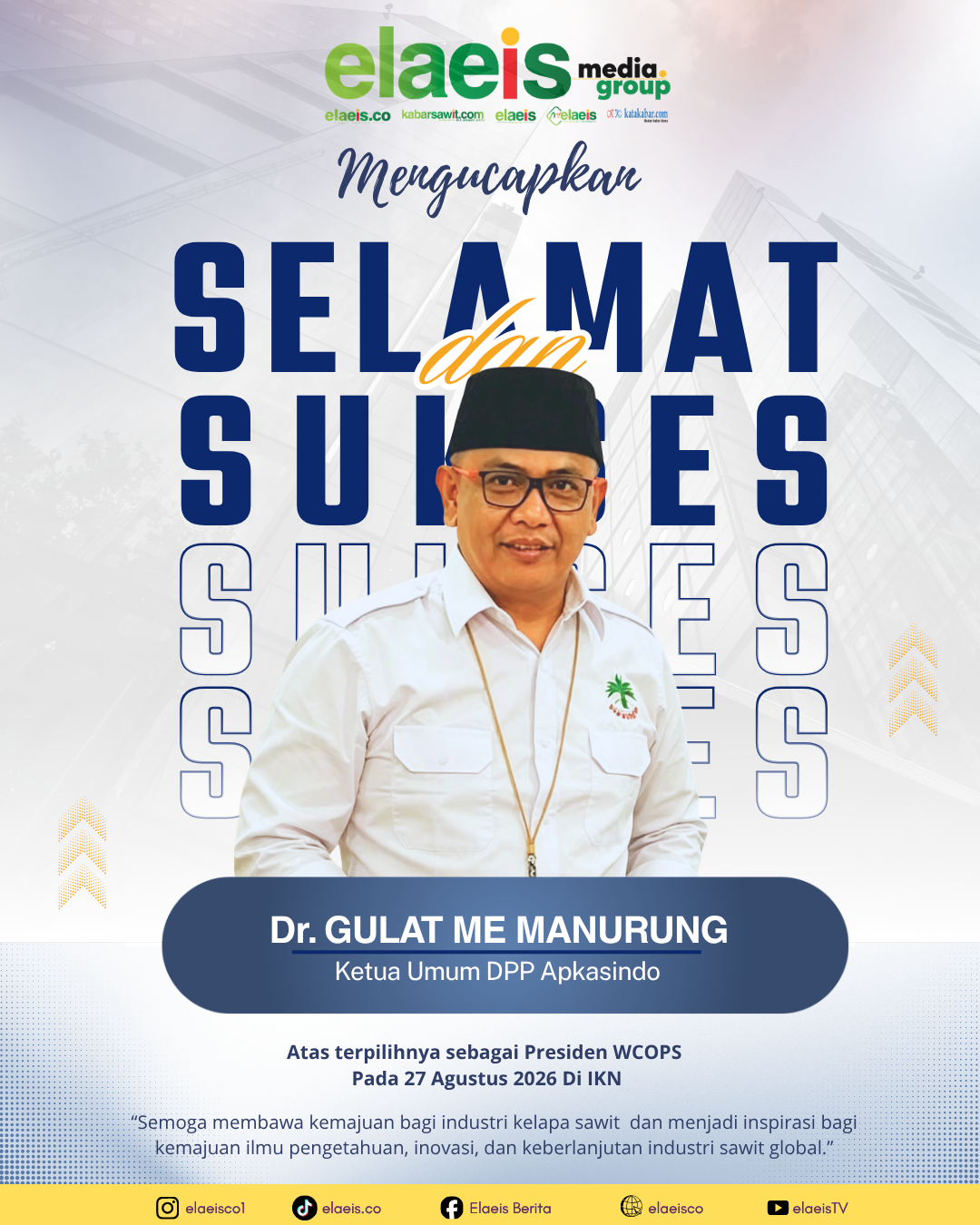 ucapan selamat kepada pak gulat