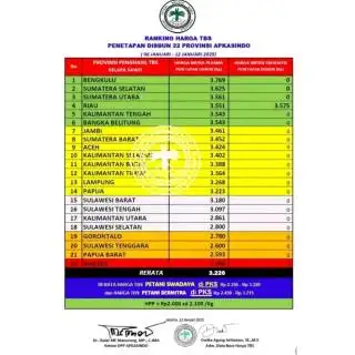 Bengkulu Masih Rajai Harga TBS Sawit se-Nusantara