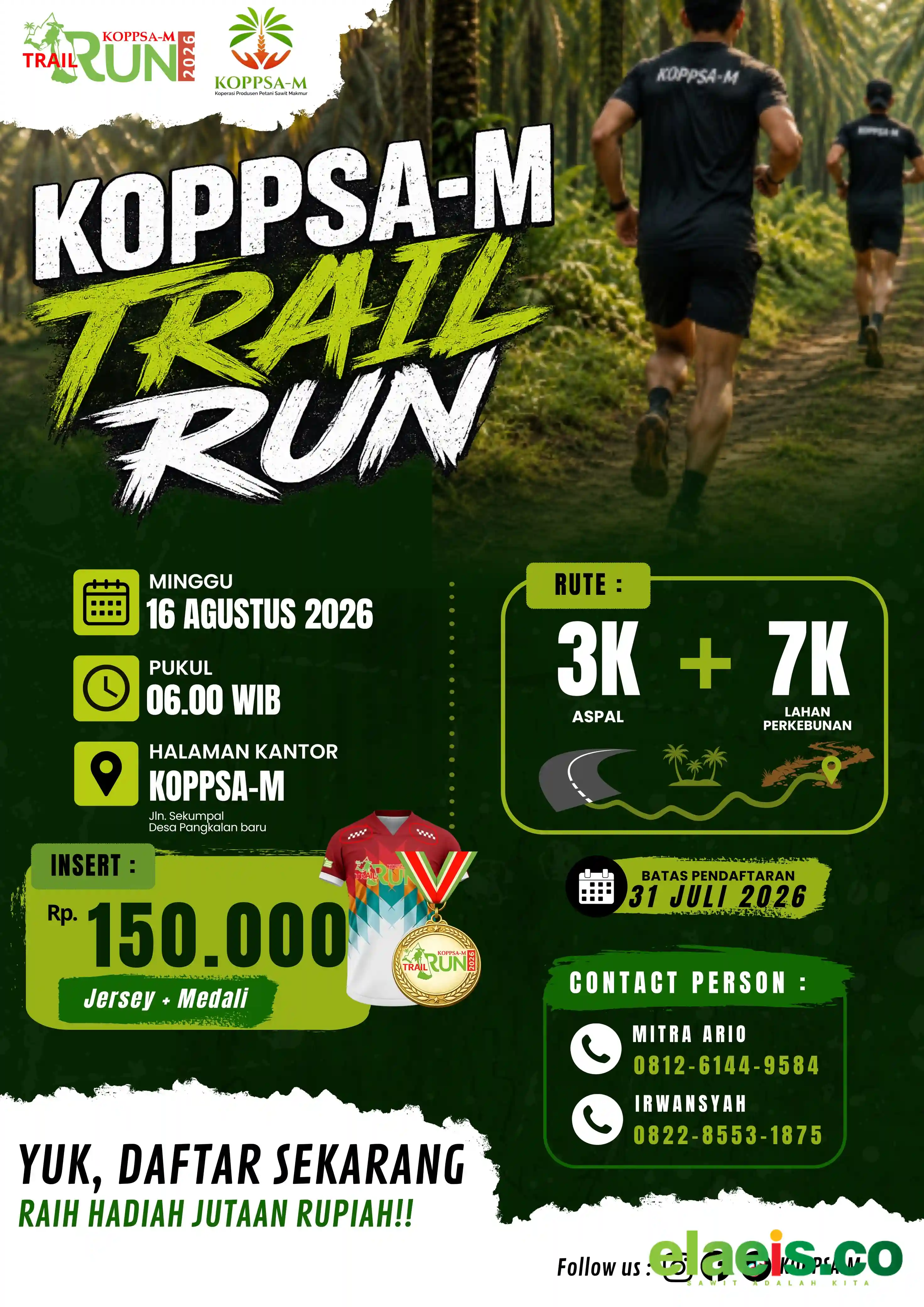 Meriahkan Hari Jadi ke-25, Koppsa-M Ajak Berolahraga di Kebun Sawit Lewat  Koppsa-M Trail Run